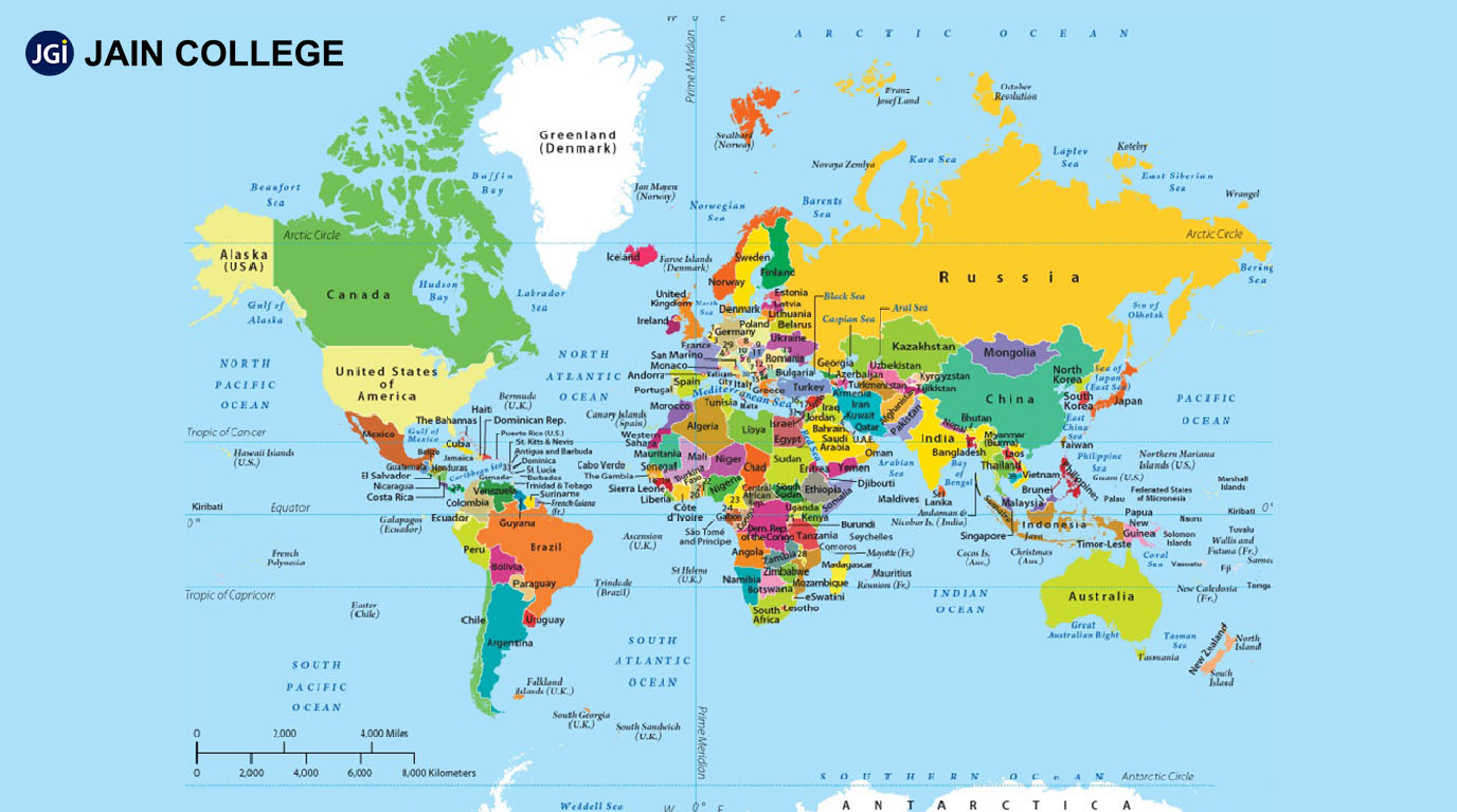 world map with continents and countries